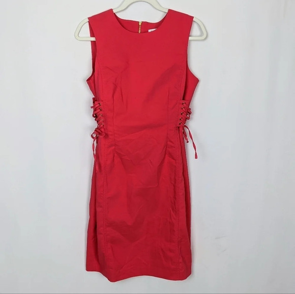 Calvin Klein Lace Up Corset Sides Party Sleeveless Knee Length Sheath Dress sz.8 - Picture 5 of 9